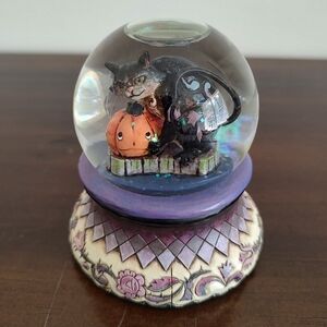 Jim Shore Heartwood Creek 2009 Black Cat Pumpkin Halloween Spooky Snow Globe